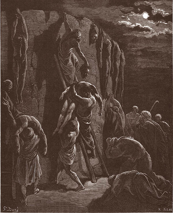 GLI UOMINI DI IABES RECUPERANO I CORPI DI SAUL E DEI SUOI FIGLI cronache I, 10,11